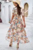 Smocked Floral V-Neck Short Sleeve Dress sold by Charming Charlie