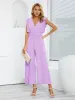 Ruffled Surplice Cap Sleeve Jumpsuit sold by Charming Charlie