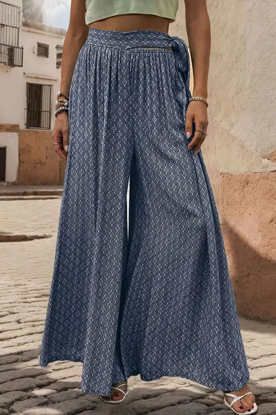 Printed Tied Wide Leg Pants sold by Charming Charlie