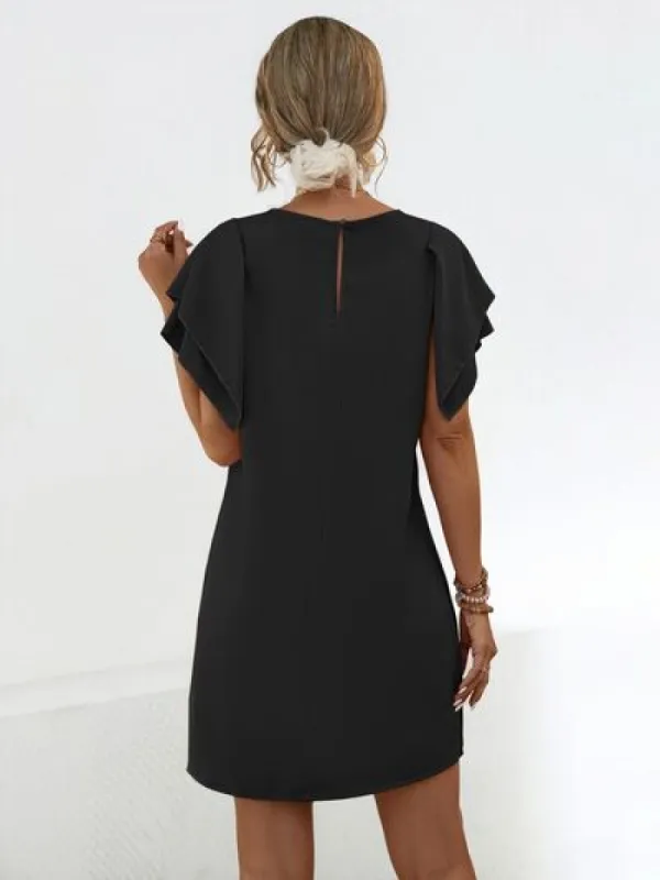 Round Neck Flutter Sleeve Mini Dress sold by Charming Charlie