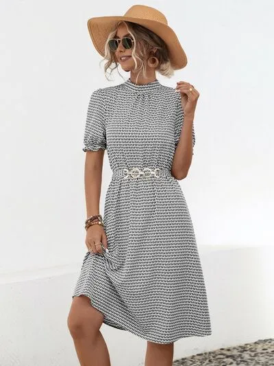 Printed Mock Neck Flounce Sleeve Dress sold by Charming Charlie product image thumbnail 3
