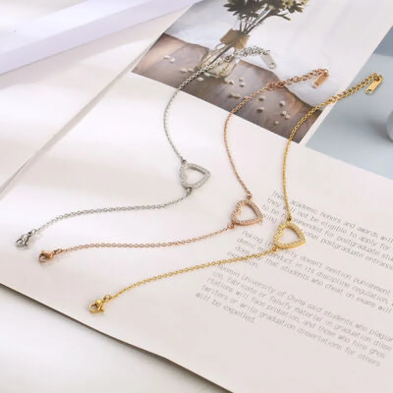 Inlaid Zircon Stainless Steel Heart Bracelet sold by Charming Charlie