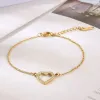 Inlaid Zircon Stainless Steel Heart Bracelet sold by Charming Charlie