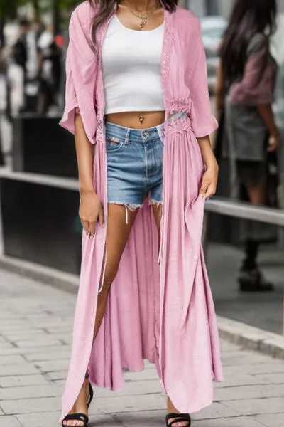 Lace Detail Half Sleeve Open Front Cardigan sold by Charming Charlie product image thumbnail 4