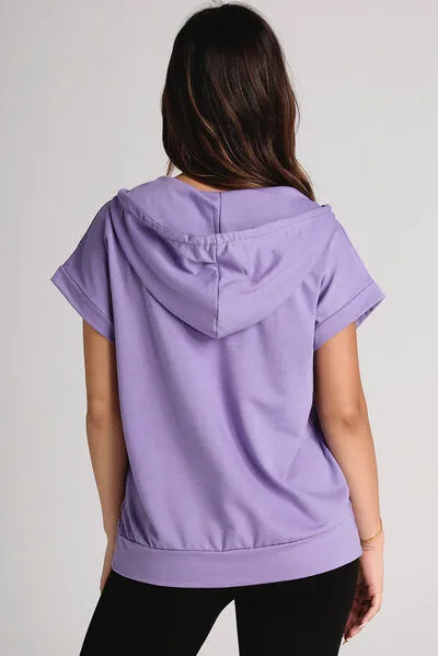 Drawstring Quarter Snap Cap Sleeve Hoodie sold by Charming Charlie product image thumbnail 3