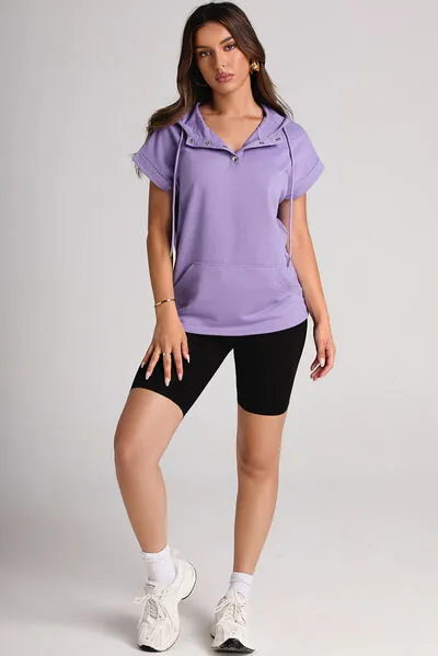 Drawstring Quarter Snap Cap Sleeve Hoodie sold by Charming Charlie product image thumbnail 5