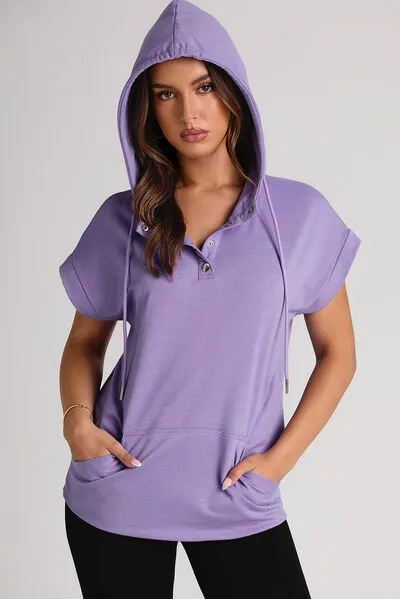 Drawstring Quarter Snap Cap Sleeve Hoodie sold by Charming Charlie product image thumbnail 2