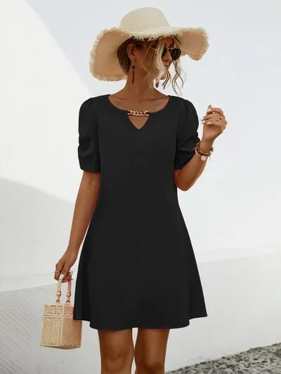 Chain Notched Short Sleeve Dress sold by Charming Charlie product image thumbnail 3