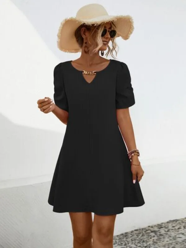 Chain Notched Short Sleeve Dress sold by Charming Charlie