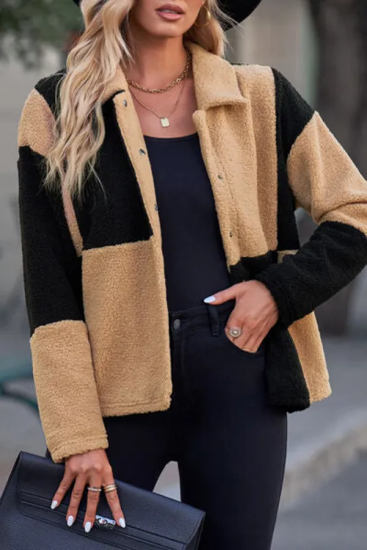 Color Block Snap Down Collared Neck Jacket sold by Charming Charlie