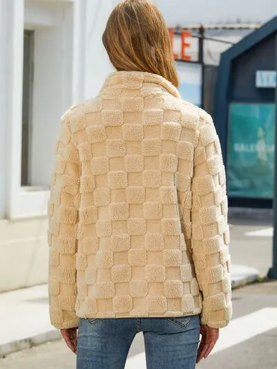Fuzzy Checkered Zip Up Jacket sold by Charming Charlie product image thumbnail 5