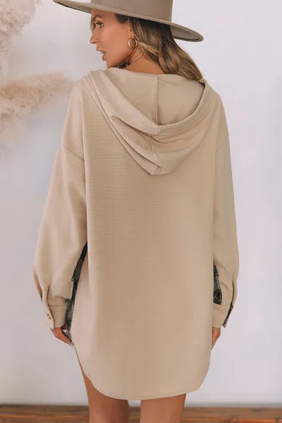 Plaid Waffle-Knit Drawstring Hooded Jacket sold by Charming Charlie product image thumbnail 5