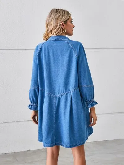Button Up Flounce Sleeve Mini Denim Dress sold by Charming Charlie product image thumbnail 5