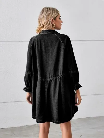 Button Up Flounce Sleeve Mini Denim Dress sold by Charming Charlie product image thumbnail 2