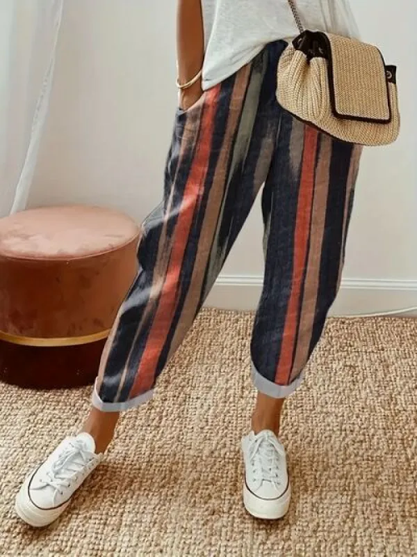 Striped Pocketed Elastic Waist Pants sold by Charming Charlie