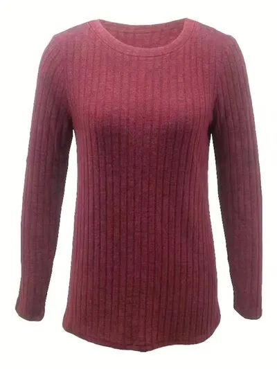 Ribbed Round Neck Long Sleeve Blouse sold by Charming Charlie product image thumbnail 4