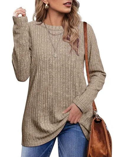Ribbed Round Neck Long Sleeve Blouse sold by Charming Charlie product image thumbnail 5
