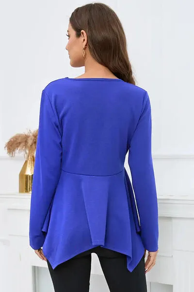 Peplum Round Neck Long Sleeve Blouse sold by Charming Charlie product image thumbnail 2