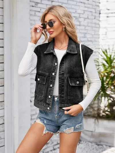 Cap Sleeve Denim Jacket with Pockets sold by Charming Charlie product image thumbnail 3