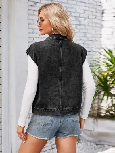 Cap Sleeve Denim Jacket with Pockets sold by Charming Charlie product image thumbnail 2