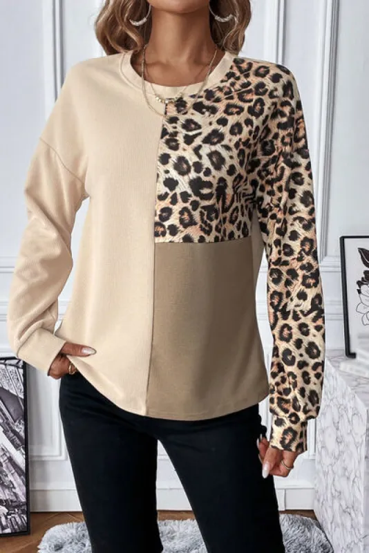Leopard Waffle Knit Long Sleeve T-Shirt sold by Charming Charlie