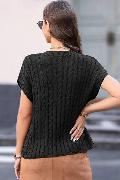 Cable-Knit Round Neck Cap Sleeve Sweater sold by Charming Charlie product image thumbnail 2