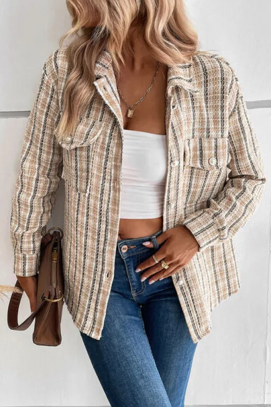 Pocketed Button Up Collared Neck Jacket sold by Charming Charlie