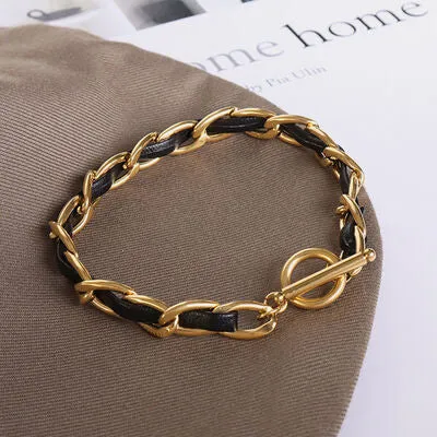 18K Gold-Plated Leather Chain Bracelet sold by Charming Charlie product image thumbnail 2