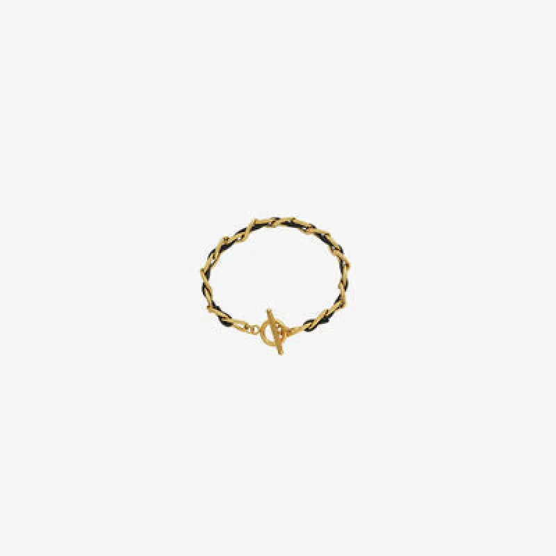 18K Gold-Plated Leather Chain Bracelet sold by Charming Charlie