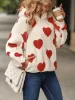 Fuzzy Heart Pocketed Dropped Shoulder Hoodie sold by Charming Charlie