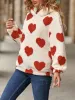 Fuzzy Heart Pocketed Dropped Shoulder Hoodie sold by Charming Charlie
