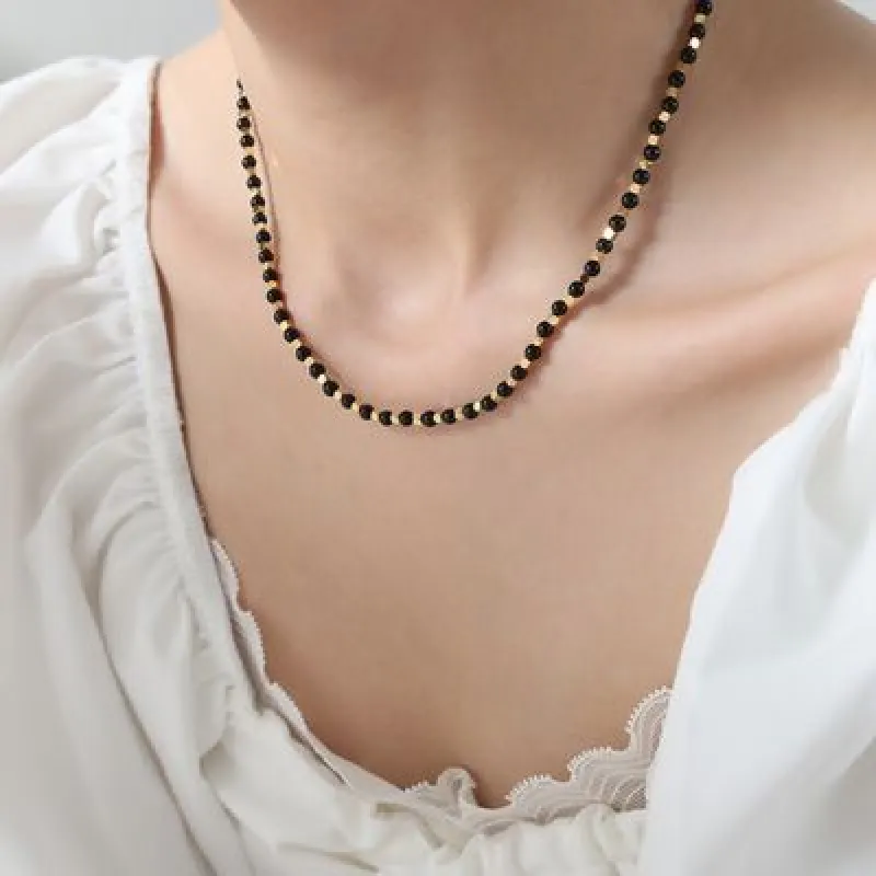 Agate Beaded Titanium Steel Necklace made by Charming Charlie