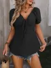 Ruched V-Neck Flounce Sleeve Blouse sold by Charming Charlie