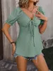 Ruched V-Neck Flounce Sleeve Blouse sold by Charming Charlie