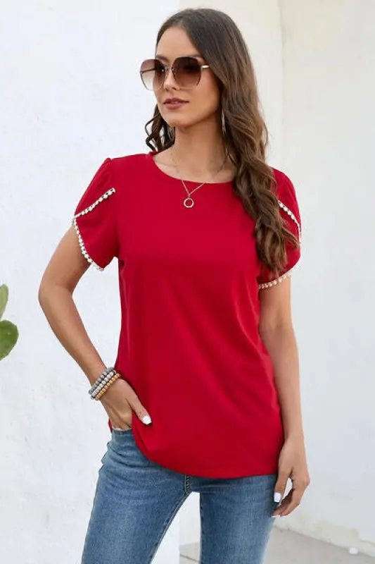 Round Neck Petal Sleeve T-Shirt sold by Charming Charlie