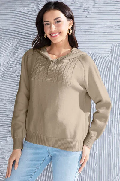 Cable Knit Long Sleeve Hooded Sweater sold by Charming Charlie