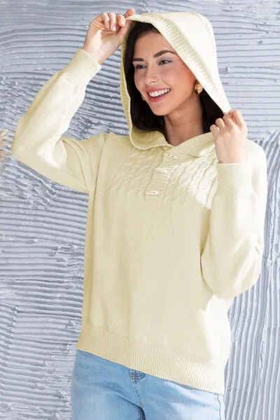 Cable Knit Long Sleeve Hooded Sweater sold by Charming Charlie product image thumbnail 5