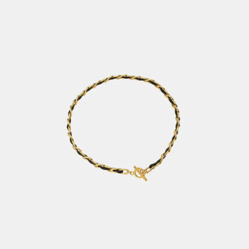 18K Gold-Plated Leather Chain Necklace sold by Charming Charlie