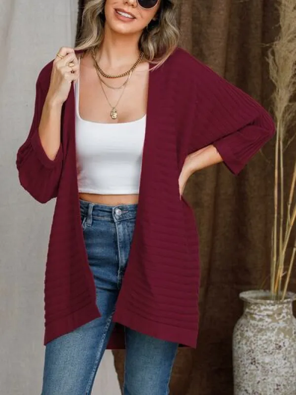 Striped Open Front Knit Cardigan made by Charming Charlie