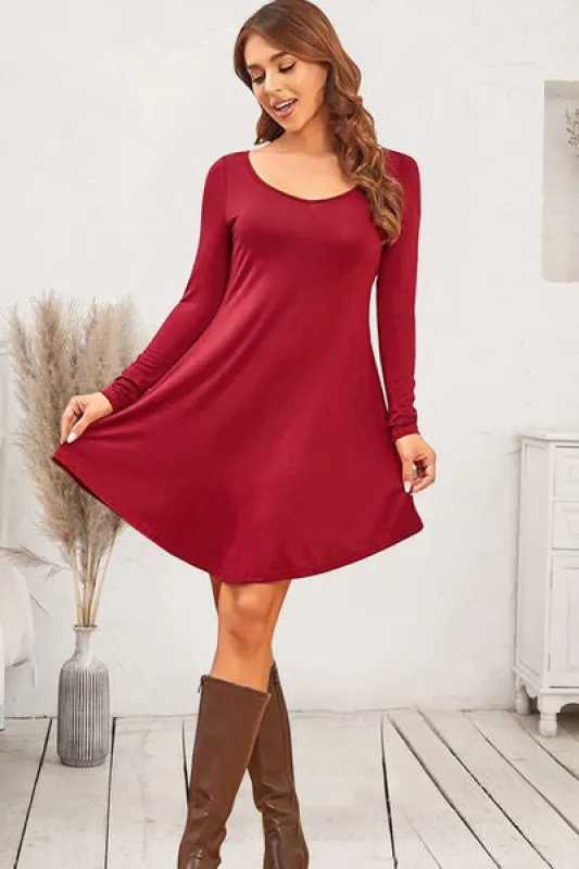 Round Neck Long Sleeve Mini Dress sold by Charming Charlie