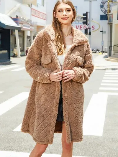 Texture Button Up Dropped Shoulder Coat sold by Charming Charlie