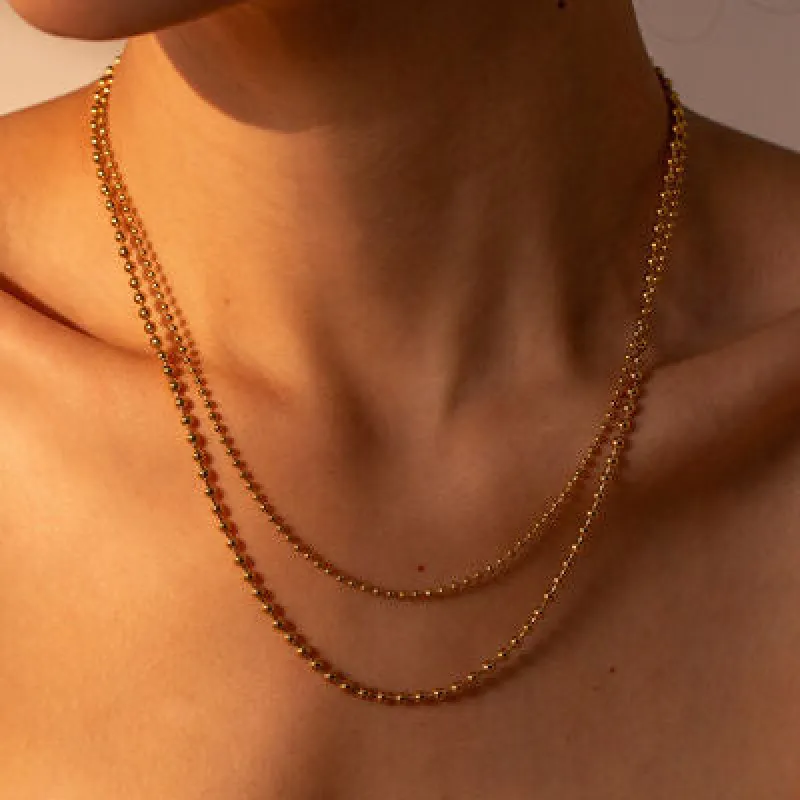 18K Gold-Plated Lobster Closure Bead Necklace sold by Charming Charlie