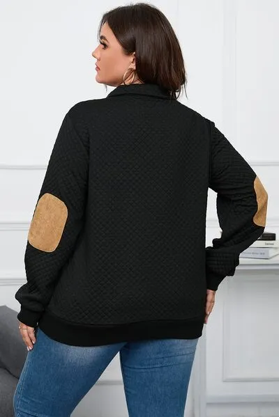 Plus Size Waffle-Knit Collared Neck Sweatshirt sold by Charming Charlie product image thumbnail 5