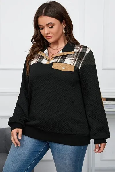 Plus Size Waffle-Knit Collared Neck Sweatshirt sold by Charming Charlie product image thumbnail 2