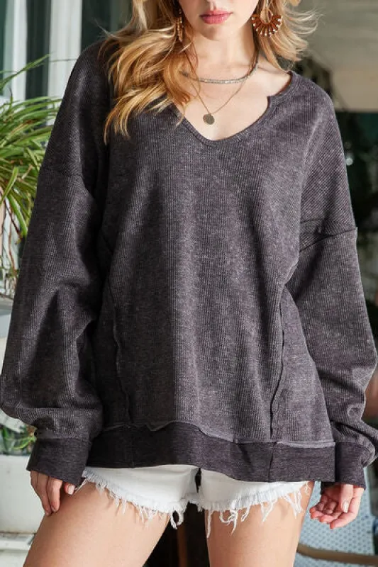 Oversize Dropped Shoulder Long Sleeve T-Shirt sold by Charming Charlie