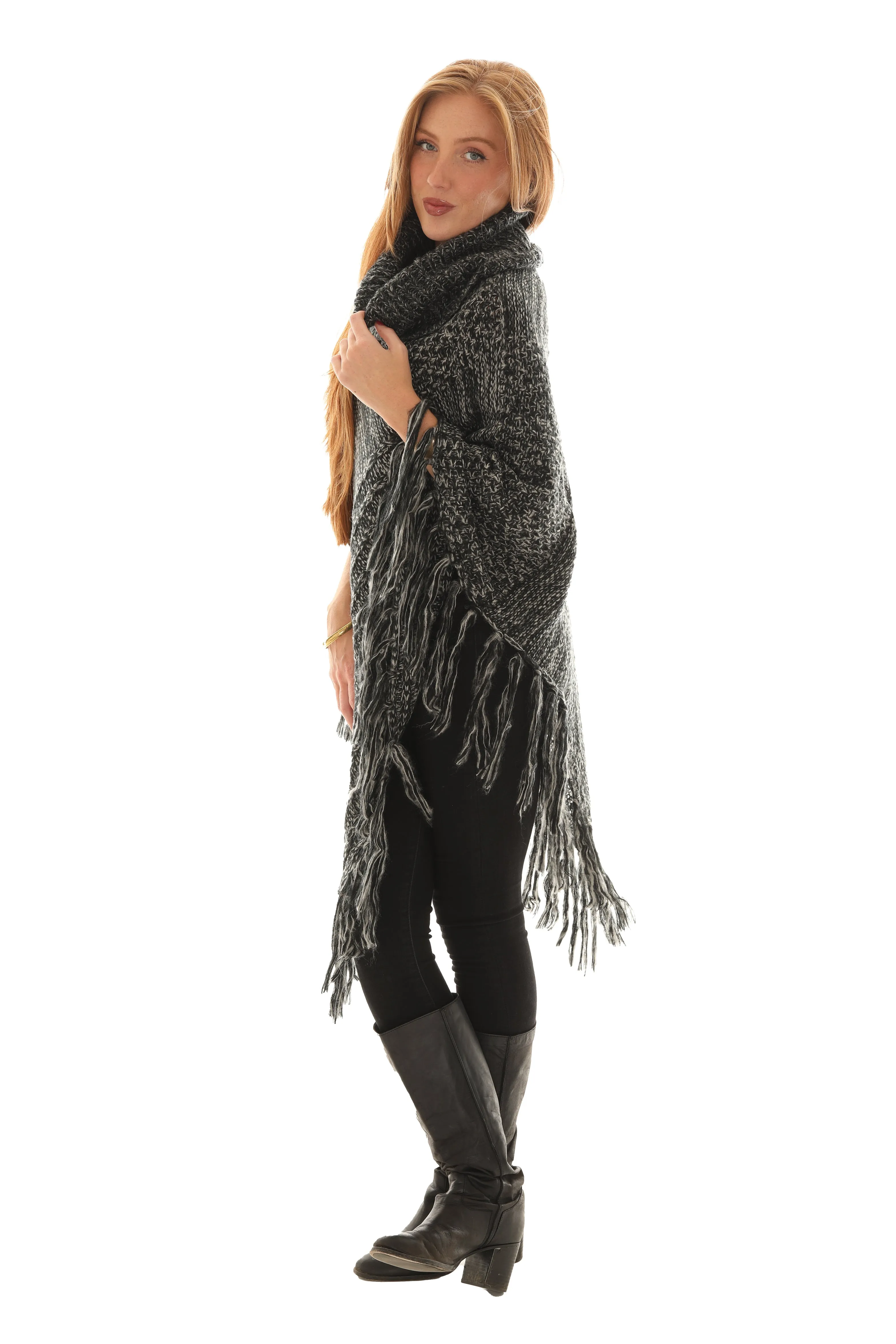 Turtleneck Tweed Poncho sold by Charming Charlie product image thumbnail 4