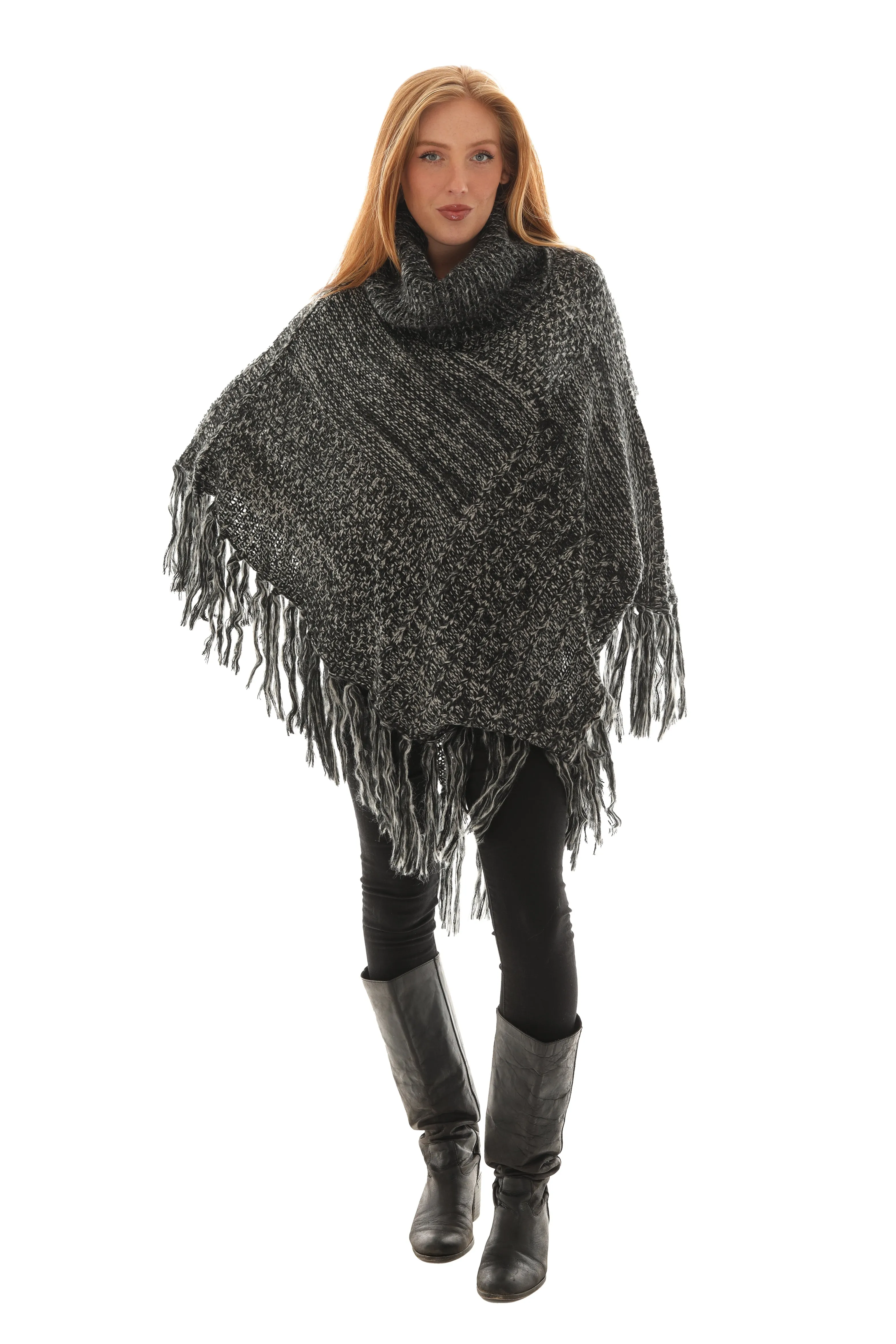 Turtleneck Tweed Poncho sold by Charming Charlie