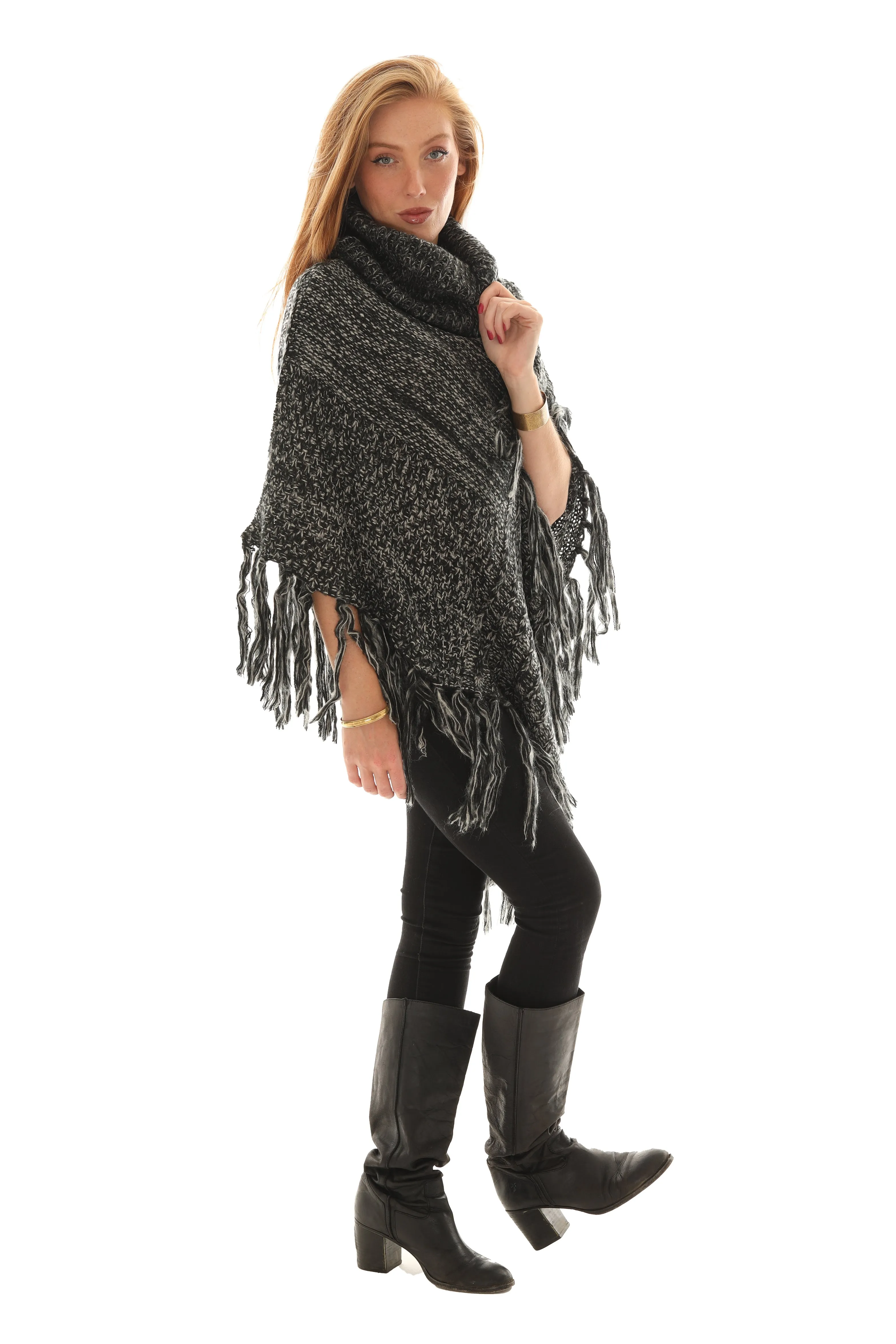 Turtleneck Tweed Poncho sold by Charming Charlie product image thumbnail 3