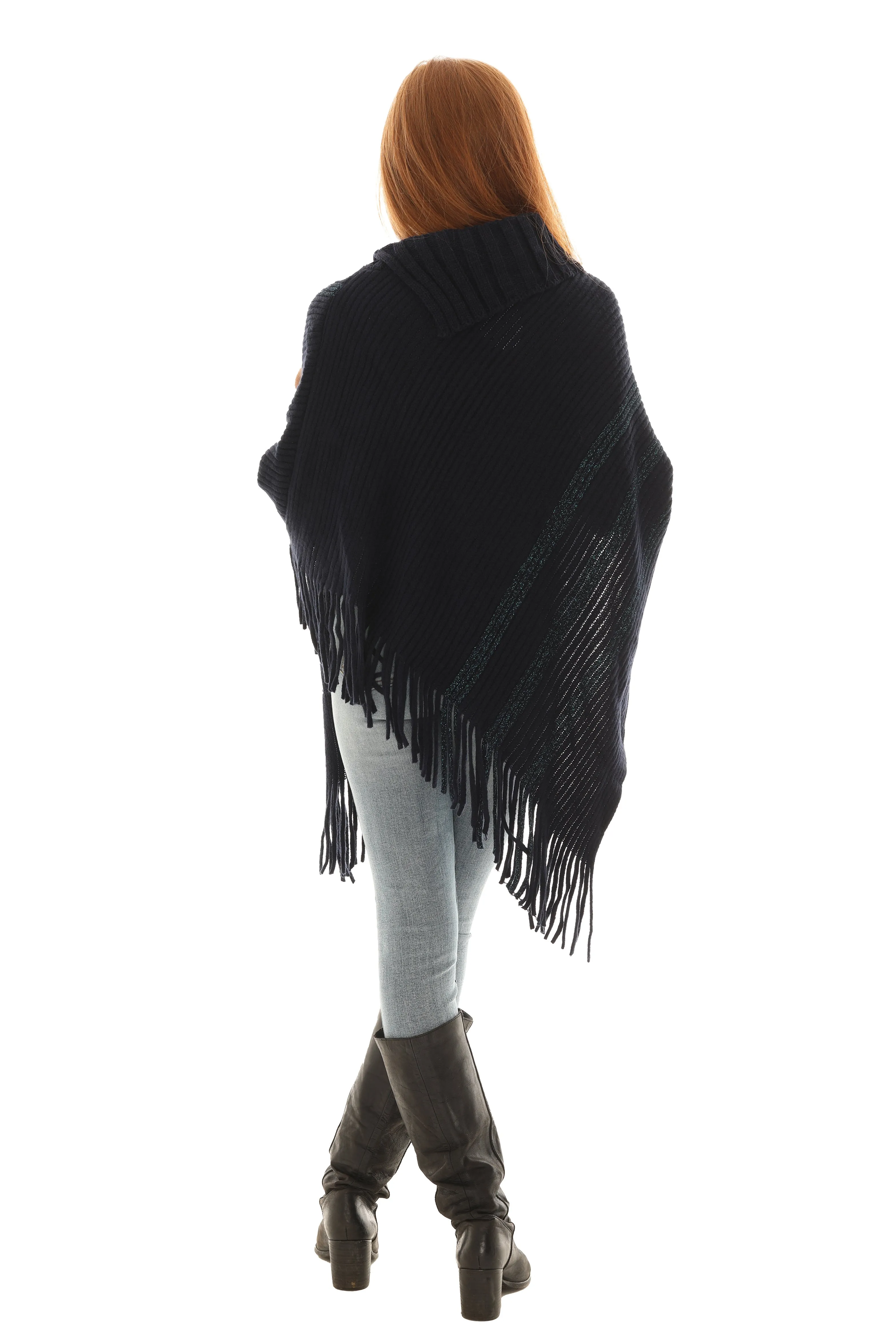 Buttoned Cowl Neck Fringe Poncho sold by Charming Charlie product image thumbnail 5