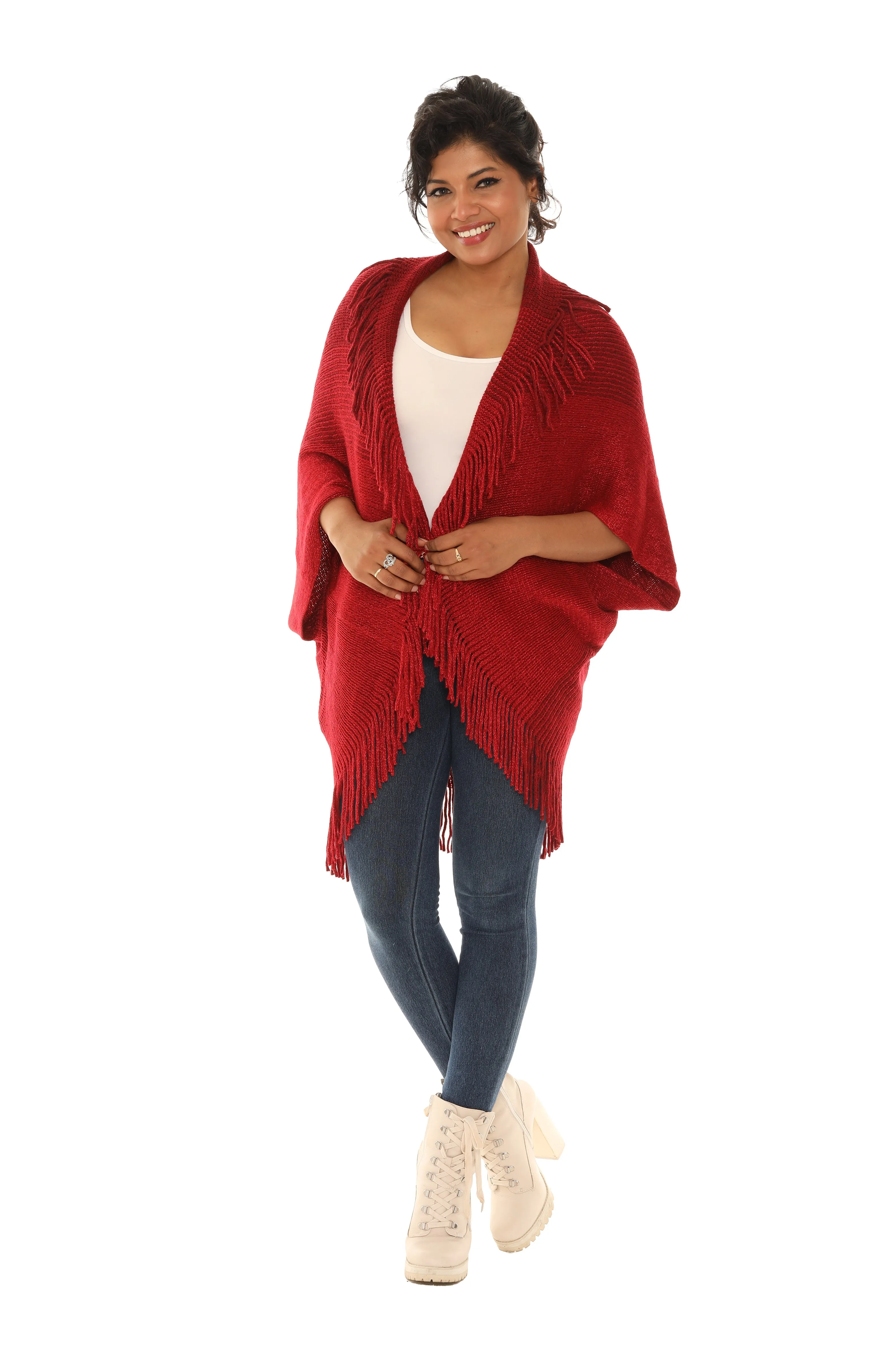 Fringed Duo-Tone Poncho sold by Charming Charlie product image thumbnail 4